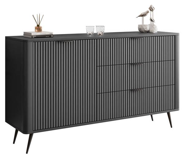 Kommode SCARLETT 1D3S Schwarz - Holzwerkstoff - 138 x 81 x 38 cm