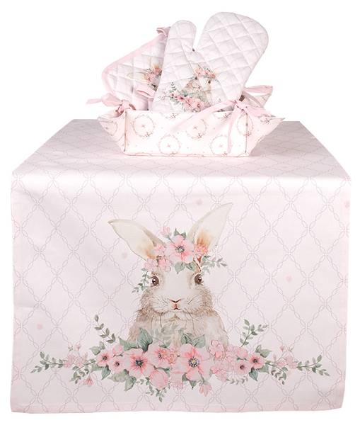 Brotkorb Kaninchen RUSTIC EASTER Pink - Textil - 35 x 8 x 35 cm