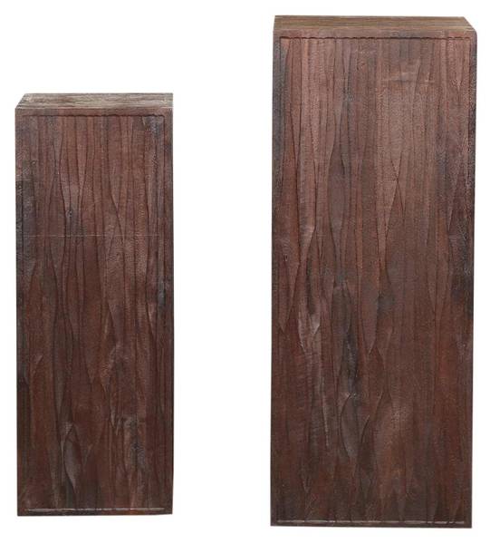 Säule Riko 2er Set Braun - Holz teilmassiv - 35 x 90 x 35 cm
