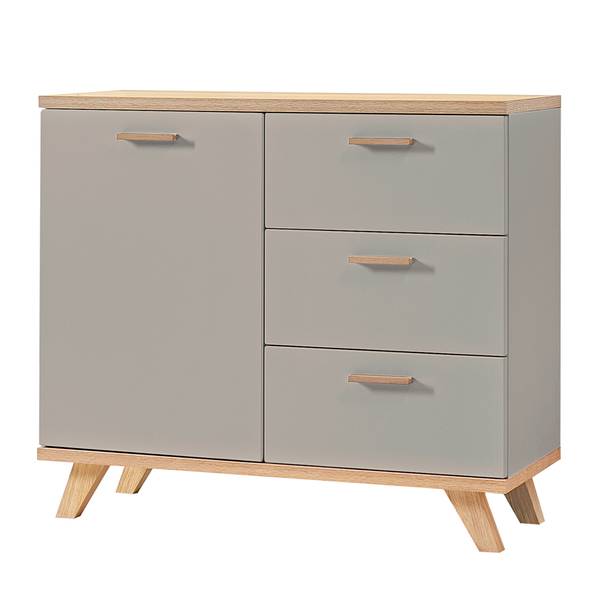 Ladekast Neston deels massief eikenhout - Mat Steengrijs/Navarra eikenhoutkleurig