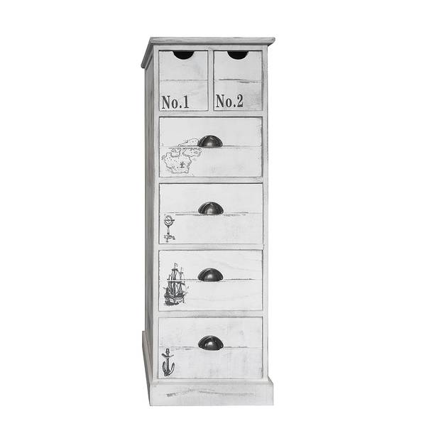 Kommode Nadi I Paulownia teilmassiv - Antik Weiß - 104 cm