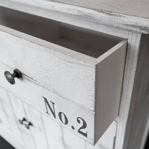 Kommode Nadi I Paulownia teilmassiv - Antik Weiß - 104 cm