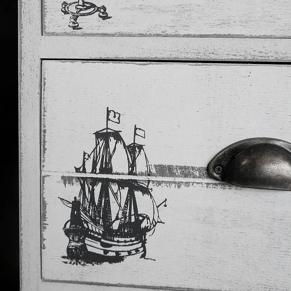 Kommode Nadi I Paulownia teilmassiv - Antik Weiß - 104 cm