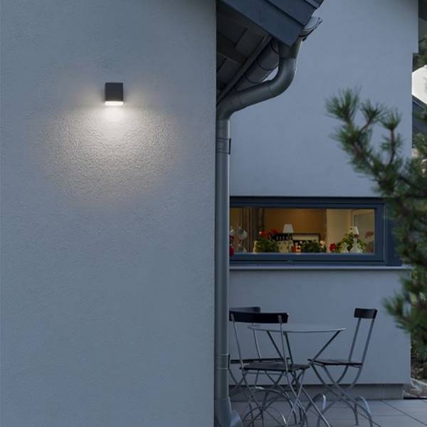 LED-Außenwandleuchte Monza Cube Acrylglas / Aluminium - 1-flammig - Flammenanzahl: 1