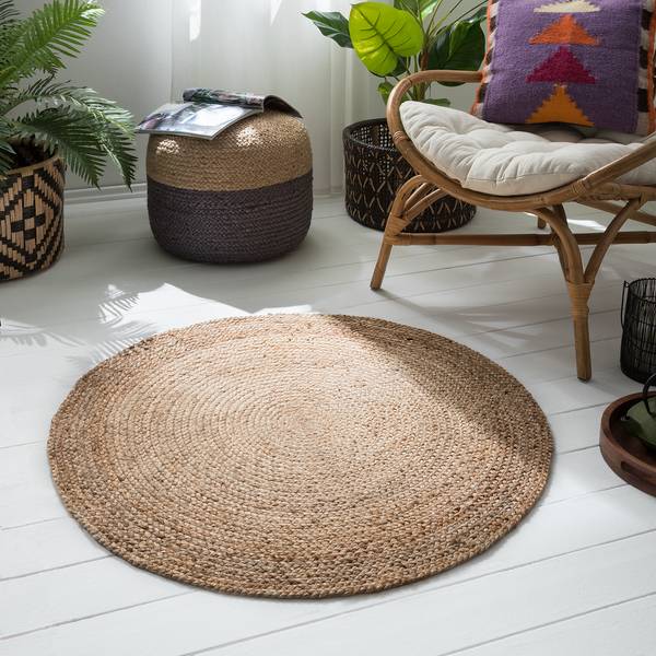 Juteteppich Magna Jute - Beige - Durchmesser: 90 cm