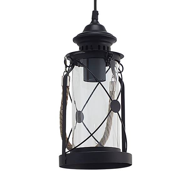 Hanglamp Bradford glas / staal - 1 lichtbron - zwart