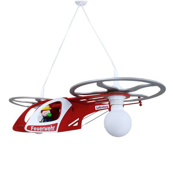 Pendelleuchte Feuerwehr Helikopter Holz - 2-flammig