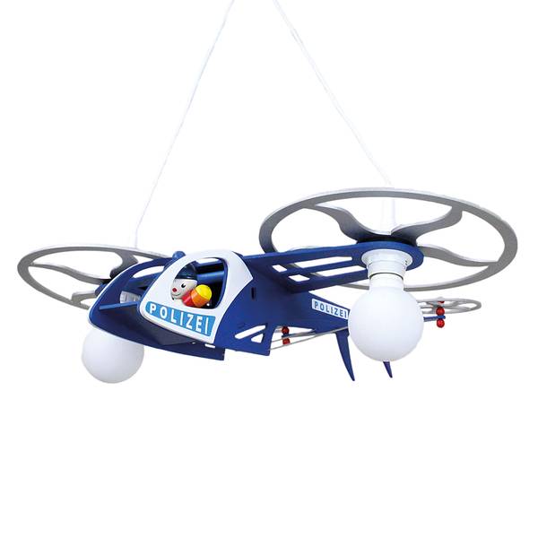 Pendelleuchte Polizei Helikopter Holz - 2-flammig
