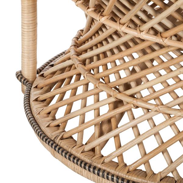 Pfauensessel Le Montant Rattan / Baumwollstoff - Beige / Schwarz