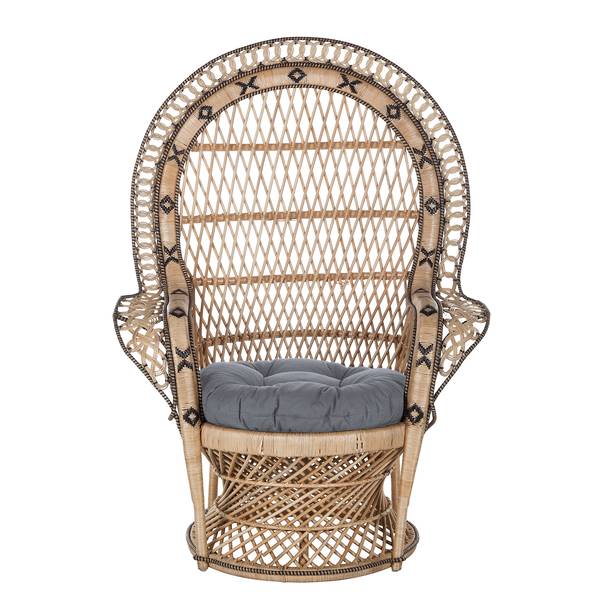 Pfauensessel Le Montant Rattan / Baumwollstoff - Beige / Schwarz