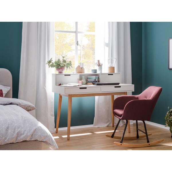 Schreibtisch LINDHOLM Eiche teilmassiv - Weiß / Eiche - Weiß