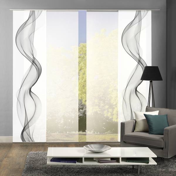 Rideaux coulissants Alberta I (lot de 4) Gris - Textile - 60 x 245 x 245 cm