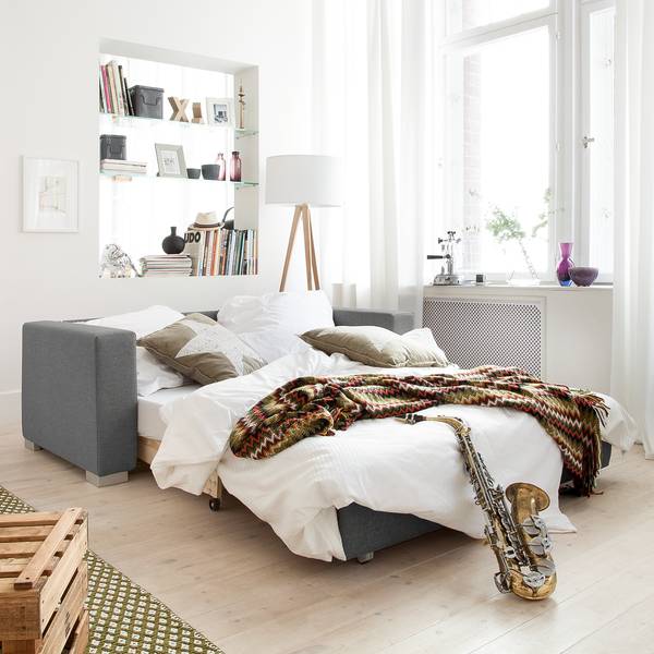 Schlafsofa LATINA Basic Stoff Doran: Grau - Breite: 193 cm