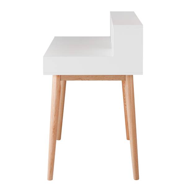 Schreibtisch LINDHOLM Eiche teilmassiv - Weiß / Eiche - Weiß