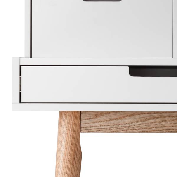 Schreibtisch LINDHOLM Eiche teilmassiv - Weiß / Eiche - Weiß
