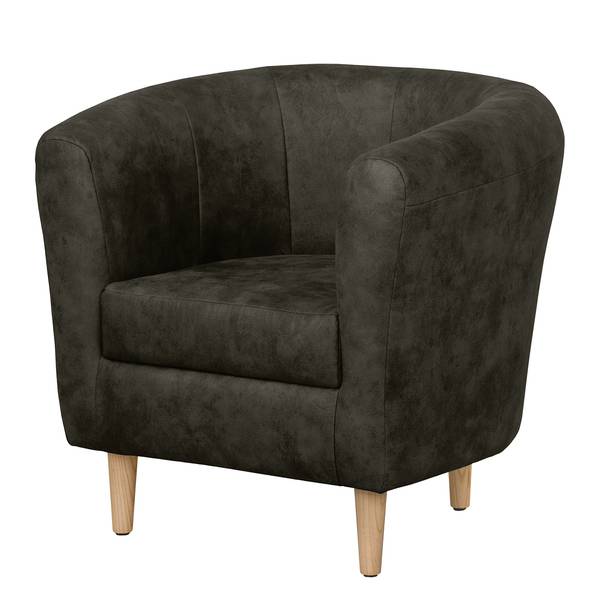 Fauteuil Casales antieke leerlook - antracietkleurig