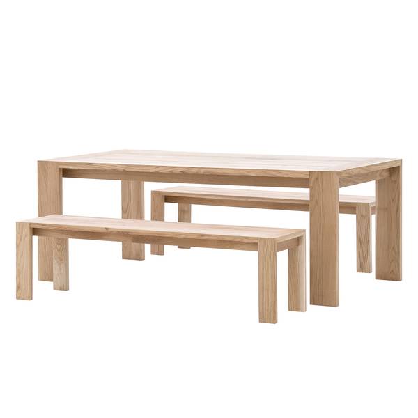 Banc Bruce Chêne massif - Chêne clair - Largeur : 145 cm