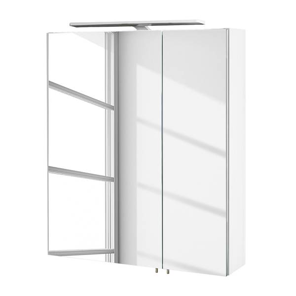 Armoire à miroir Genf III avec éclairage Blanc brillant