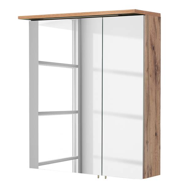 Armadietto Milan (illuminazione incl.) effetto rovere - Effetto quercia Rustico - Larghezza: 60 cm