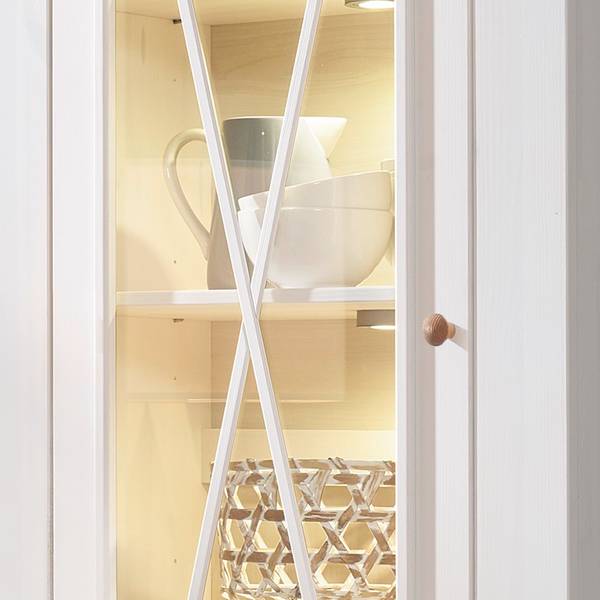 Staande vitrinekast Ummanz massief grenenhout - wit grenenhout/honingkleurig grenenhout - wit grenenhout