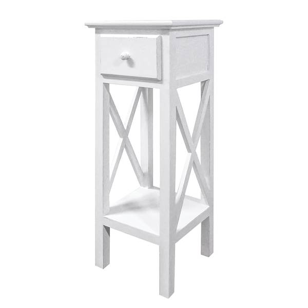 Beistelltisch Natovi Paulownia teilmassiv - Antik Weiß