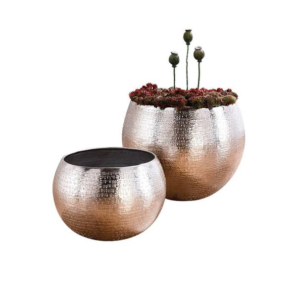 Übertopf Silber 2-teilig Aluminium - Silber
