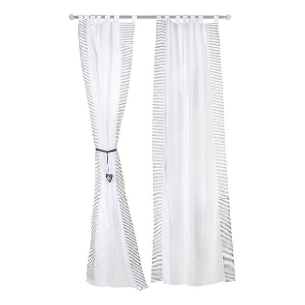 Vorhang Lil Rock Star Baby (2er-Set) Baumwollstoff - Weiß / Grau