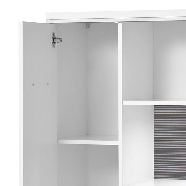 Credenza Kushiro II Bianco lucido/Grigio - Anta in vetro a destra