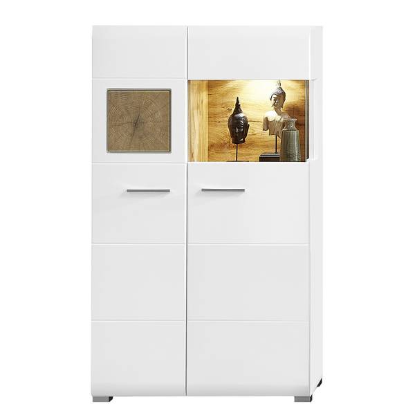 Woonwand Aulby I (5-delig) incl. verlichting - mat wit / eikenhouten look - wit