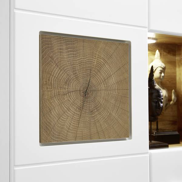 Woonwand Aulby I (5-delig) incl. verlichting - mat wit / eikenhouten look - wit