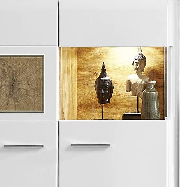 Woonwand Aulby I (5-delig) incl. verlichting - mat wit / eikenhouten look - wit