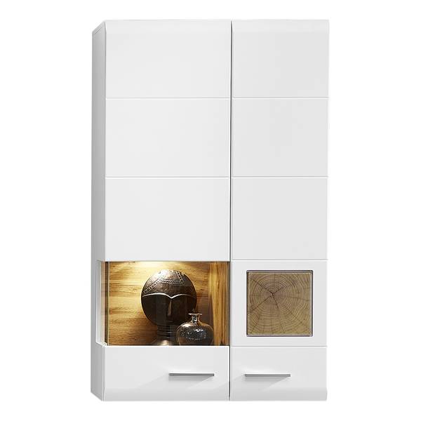 Woonwand Aulby I (5-delig) incl. verlichting - mat wit / eikenhouten look - wit