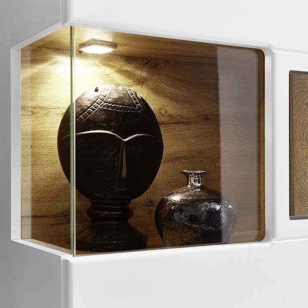 Woonwand Aulby I (5-delig) incl. verlichting - mat wit / eikenhouten look - wit