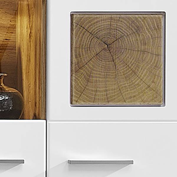 Woonwand Aulby I (5-delig) incl. verlichting - mat wit / eikenhouten look - wit