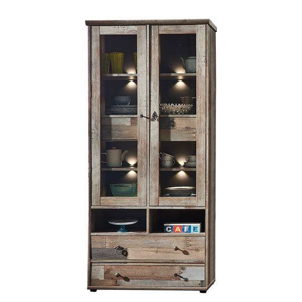 Woonwand Tapara (4-delig) inclusief verlichting - bruin/grijs