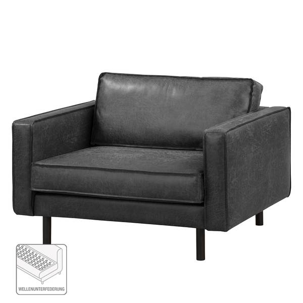 XL-fauteuil FORT DODGE antieke leerlook - microvezel Yaka: zwart