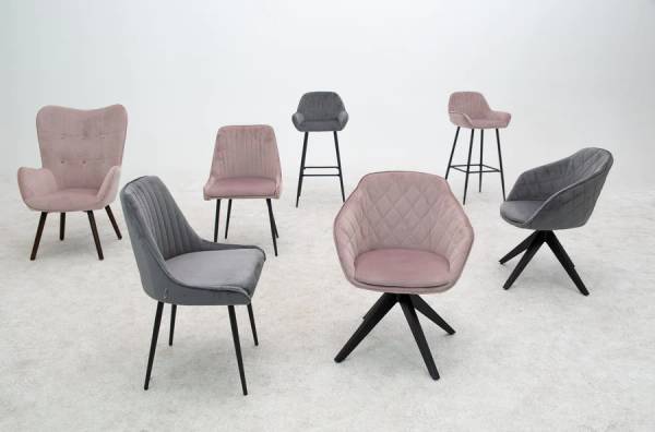 PLAYBOY Drehstuhl Amanda Grau - Samt - ABS - 61 x 80 x 57 cm