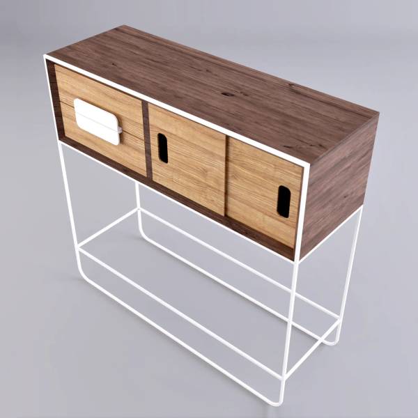 Handgemachter Eichen Beistelltisch DENIS Braun - Eiche - 100 x 95 x 35 cm