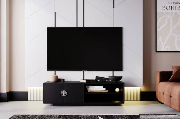 Tv-Schrank Dancan Lotta Schwarz - Chrom - 139 x 41 x 40 cm
