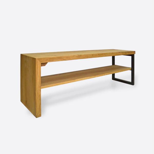 Industrie Sitzbank mit Regal HUGON II Braun - Eiche - 130 x 45 x 40 cm