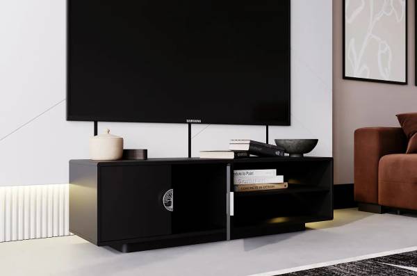 Tv-Schrank Dancan Lotta Schwarz - Chrom - 139 x 41 x 40 cm