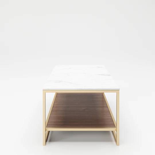 PLAYBOY Couchtisch Olivia Braun - Gold - Weiß - Holzwerkstoff - Metall - 120 x 45 x 60 cm