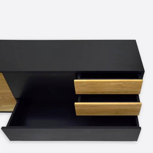 Gendgefertigter Fernsehschrank CASTEL Braun - Eiche - 150 x 60 x 45 cm