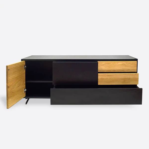 Gendgefertigter Fernsehschrank CASTEL Braun - Eiche - 150 x 60 x 45 cm