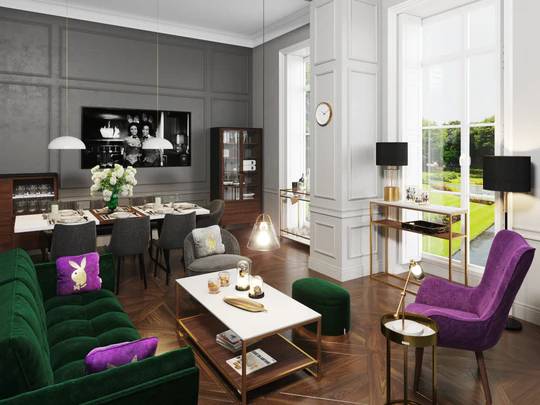 PLAYBOY Couchtisch Olivia Braun - Gold - Weiß - Holzwerkstoff - Metall - 120 x 45 x 60 cm