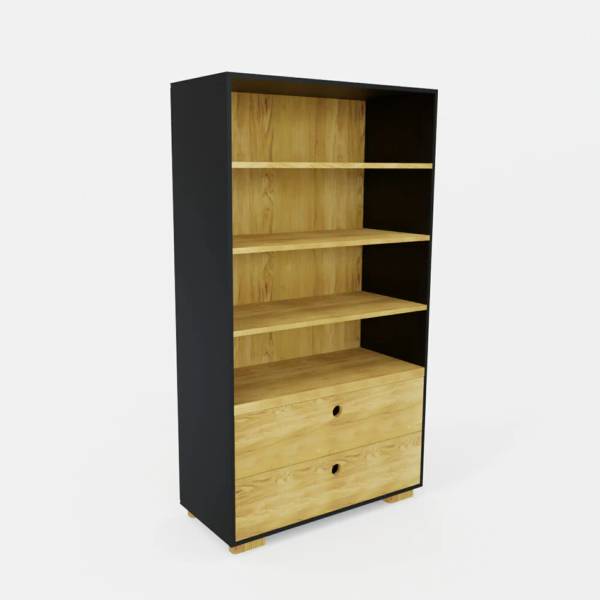 Großes Bücherregal mit Schubladen CARLA Braun - Eiche - 100 x 180 x 45 cm
