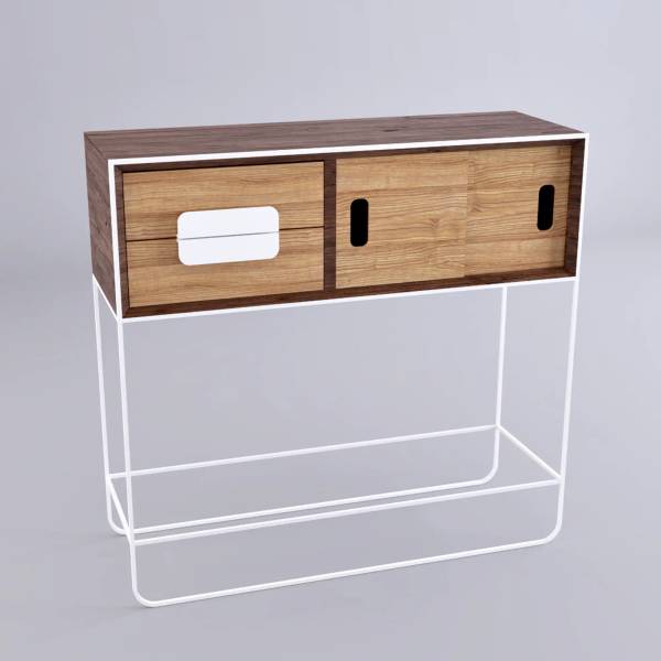 Handgemachter Eichen Beistelltisch DENIS Braun - Eiche - 100 x 95 x 35 cm