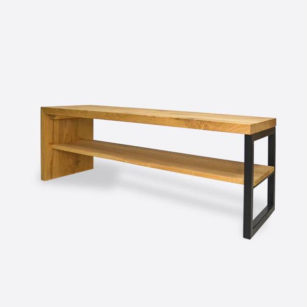 Industrie Sitzbank mit Regal HUGON II Braun - Eiche - 130 x 45 x 40 cm