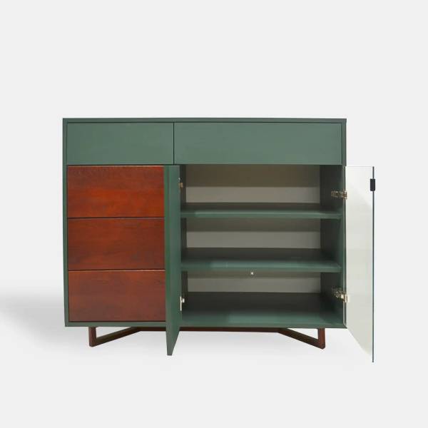 Holzkommode mit laminierten Platte NORD Braun - Eiche - 120 x 95 x 45 cm