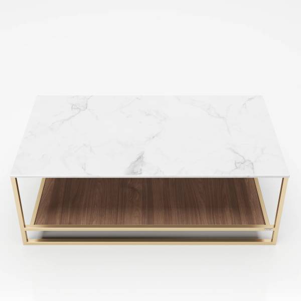 PLAYBOY Couchtisch Olivia Braun - Gold - Weiß - Holzwerkstoff - Metall - 120 x 45 x 60 cm